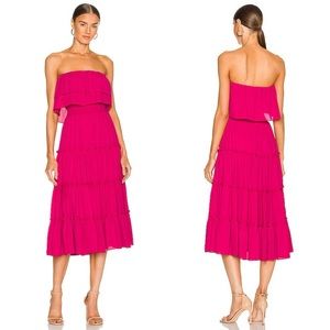 1. State Fuchsia Pink Tiered Ruffle Midi Dress